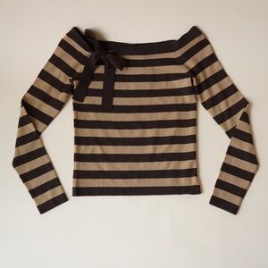 Michael Kors Striped Knit Bow Y2K Wool Top - Size XS